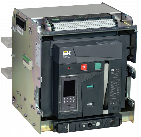 IEK ARMAT AR-A3S TD25 3P W HR/VR Выключатель автоматический воздушный 85кА расцепитель TD 2500А 3P выдвижной с аксессуарами ~220-240В: реле отключения, реле включения, моторный привод IEK, AR-ACB-3VD-085-2500A-TDCF