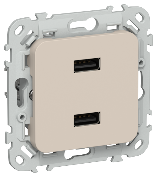 IEK FLITE Розетка USB A+A 3,1А РЮ-2-ФлЛ льняной IEK, FI-U21-D31-K88