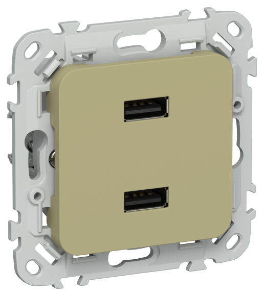 IEK FLITE Розетка USB A+A 3,1А РЮ-2-ФлО оливковый IEK, FI-U21-D31-K26