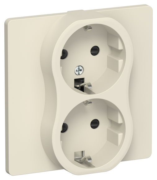 IEK FLITE Розетка 2-местная с заземлением с защитными шторками безвинтовое крепление 16А РСш12-1-К-ФлСл сливочный IEK, FI-R24C-16-1-K86