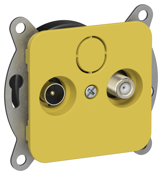 IEK FLITE Розетка 2-местная TV+SAT экранированная проходная РТВс-2-1-2-ФлЖК желтый карри IEK, FI-AF23-P-K44