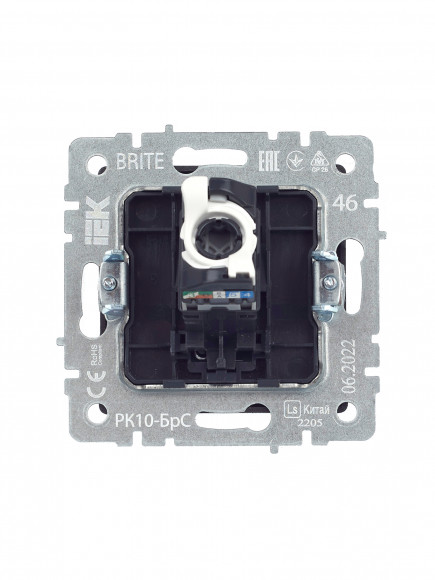 IEK BRITE Розетка компьютерная RJ45 кат.5E РК10-БрС сталь , BR-K10-1-K46