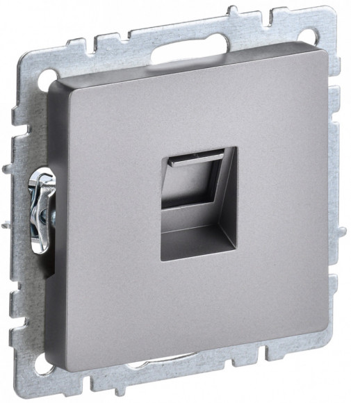 IEK BRITE Розетка компьютерная RJ45 кат.5E РК10-БрС сталь IEK, BR-K10-1-K46