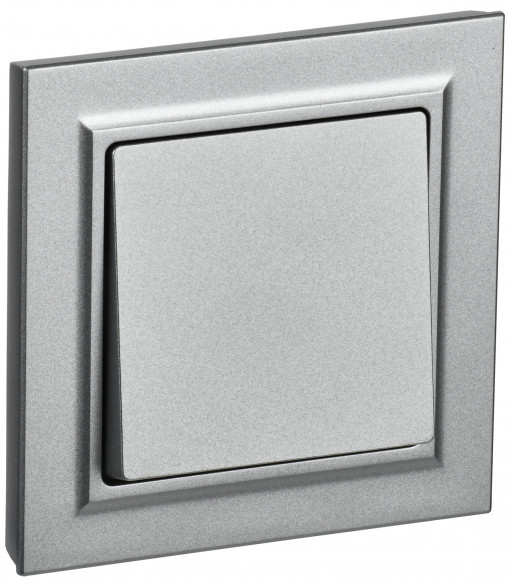IEK BRITE Выключатель 1-клавишный 10А в сборе ВСР10-1-0-БрА алюминий IEK, BR-V10-0-10-K47-F