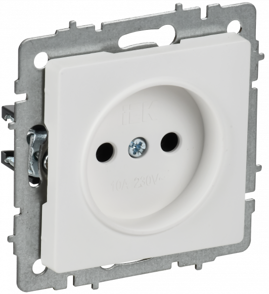 IEK BRITE Розетка 1-местная без заземления без защитных шторок 10А РС10-1-0-БрАБ арктический белый , BR-R10-10-K91