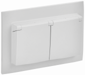 SKANDY Розетка 2-местная и крышкой 16А в сборе IP44 SK-R12W арктический белый , SK-R26-16-44-K01-F