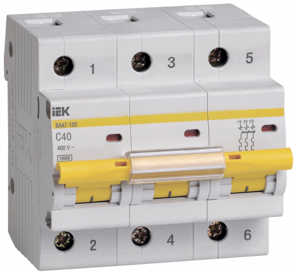 IEK KARAT Автоматический выключатель ВА47-100 3P C 40А 10кА IEK, MVA40-3-040-C