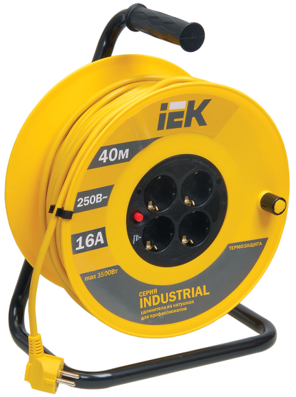 IEK INDUSTRIAL Катушка УК40 4 места с заземлением с термозащитой 3х1,5мм2 40м IEK