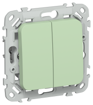 FLITE Выключатель 2-клавишный 10А ВС12-1-0-ФлФ фисташковый IEK, FI-V20-0-10-1-K93