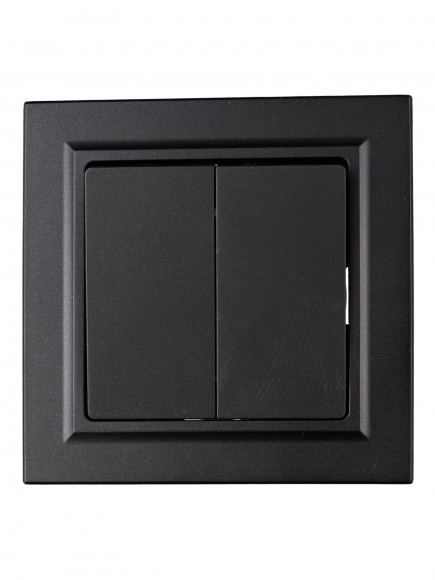 IEK BRITE Выключатель 2-клавишный 10А в сборе ВСР10-2-0-БрЧ черный , BR-V20-0-10-K02-F