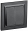 IEK BRITE Выключатель 2-клавишный 10А в сборе ВСР10-2-0-БрЧ черный , BR-V20-0-10-K02-F