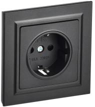 BRITE Розетка 1-местная с заземлением с защитными шторками 16А в сборе РСР14-1-0-БрЧ черный , BR-R14-16-K02-F