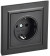 IEK BRITE Розетка 1-местная с заземлением с защитными шторками 16А в сборе РСР14-1-0-БрЧ черный , BR-R14-16-K02-F