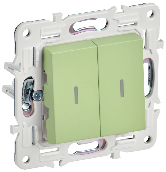 IEK SKANDY Выключатель 2-клавишный с индикацией 10А SK-V09G мятный , SK-V20-1-10-K06