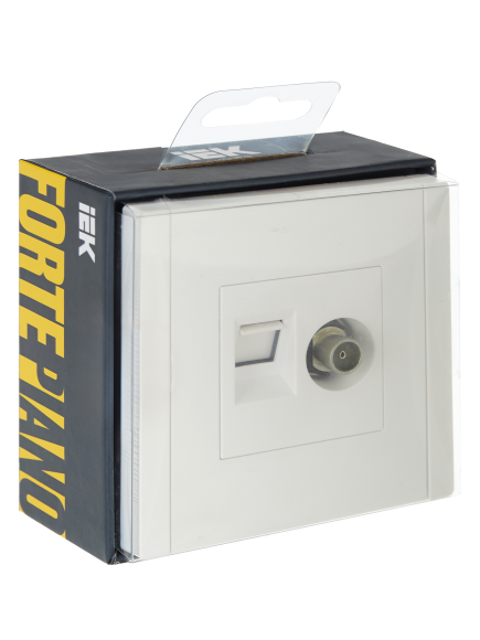 IEK FORTE&PIANO Розетка двойная TV+RJ45 кат.5E FP236 белый , FP-AK20-1-K01