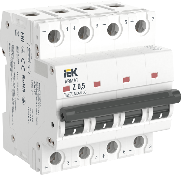 IEK ARMAT Автоматический выключатель M06N-DC 4P Z 0,5А IEK, AR-M06N-4-Z0D5DC IEK ARMAT Автоматический выключатель M06N-DC 4P Z 0,5А IEK, AR-M06N-4-Z0D5DC