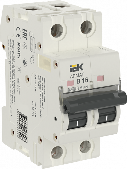 IEK ARMAT Автоматический выключатель M10N 2P B 16А IEK, AR-M10N-2-B016