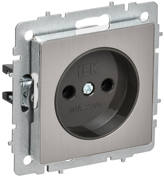 IEK BRITE Розетка 1-местная без заземления без защитных шторок 10А РС10-1-0-БрГН металл хром/никель IEK, BR-R10-10-M-K23