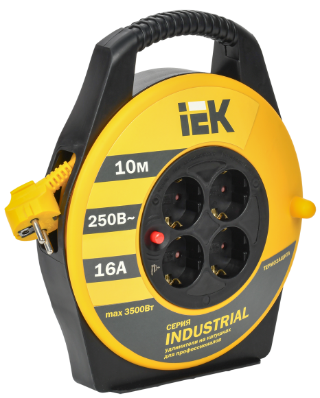 IEK INDUSTRIAL Катушка УК10 4 места с заземлением с термозащитой 3х1,5мм2 10м IEK