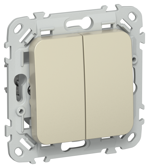 IEK FLITE Выключатель 2-клавишный кнопочный 10А ВС12-2-0-ФлШ шампань IEK, FI-V24-0-10-1-K37