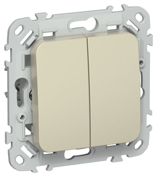 IEK FLITE Выключатель 2-клавишный кнопочный 10А ВС12-2-0-ФлШ шампань IEK, FI-V24-0-10-1-K37