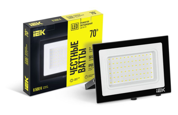 IEK Прожектор СДО 06-70 светодиодный черный IP65 6500K IEK, LPDO601-70-65-K02