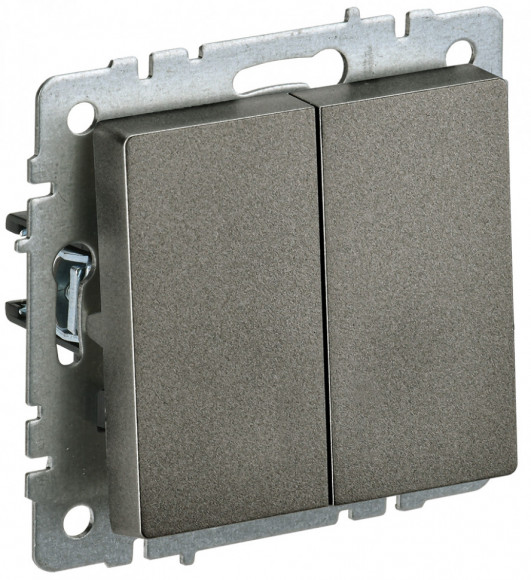 IEK BRITE Выключатель 2-клавишный 10А ВС10-2-0-БрТБ темная бронза IEK, BR-V20-0-10-K45