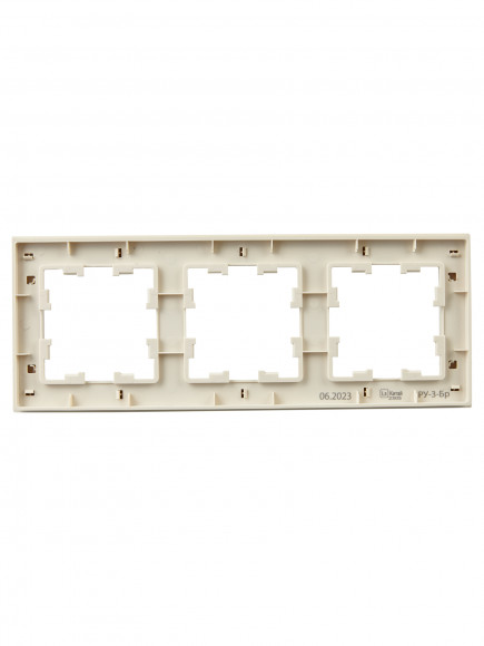 IEK BRITE Рамка 3-местная РУ-3-Бр бежевый рифленый , BR-M32-51-K10