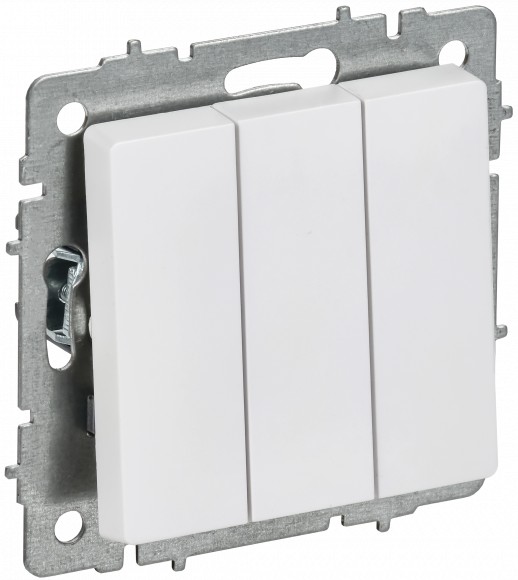 IEK BRITE Выключатель 3-клавишный 10А ВС10-3-0-БрАБ арктический белый , BR-V30-0-10-K91