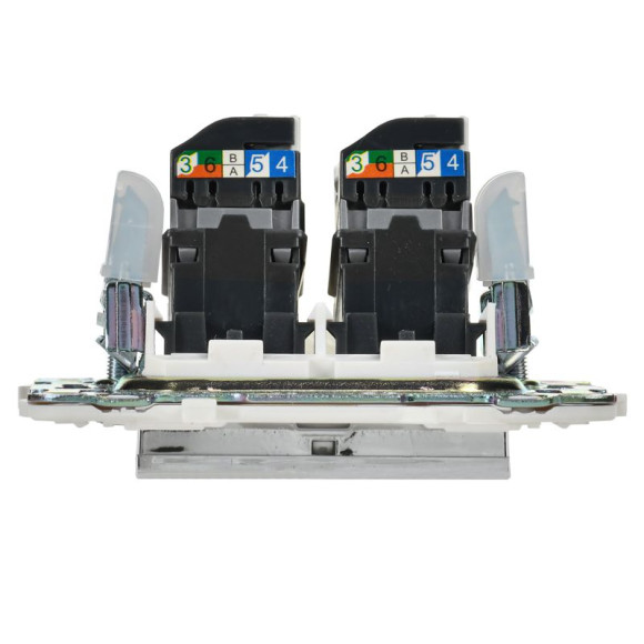 IEK SKANDY Розетка компьютерная двойная RJ45 кат.5E SK-K03N металл никель , SK-K20-1-K50