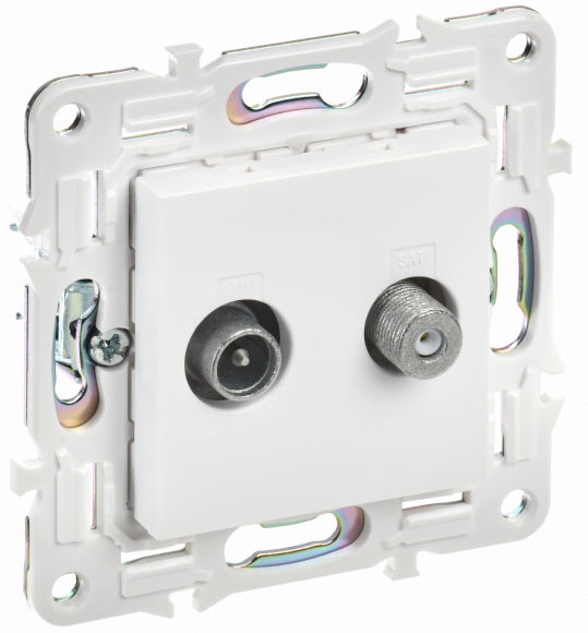IEK SKANDY Розетка двойная TV+SAT SK-A13W арктический белый , SK-AF20-O-K01