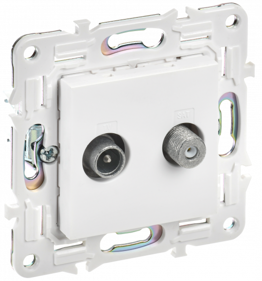 IEK SKANDY Розетка двойная TV+SAT SK-A13W арктический белый , SK-AF20-O-K01