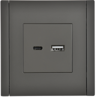 FORTE&PIANO Розетка USB A+C 18Вт FP351 серый , FP-U22-018-K03