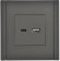 IEK FORTE&PIANO Розетка USB A+C 18Вт FP351 серый , FP-U22-018-K03