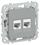 FLITE Розетка 2-местная компьютерная RJ45 категория 6 UTP РК6-2-0-ФлС серый IEK, FI-K22-2-K03