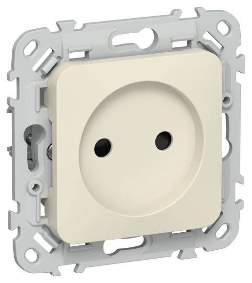 IEK FLITE Розетка без заземления с защитными шторками безвинтовое крепление 10А РСш01-1-ФлСл сливочный IEK, FI-R13-10-1-K86