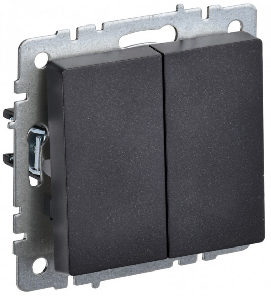 IEK BRITE Выключатель 2-клавишный 10А ВС10-2-0-БрЧ черный IEK, BR-V20-0-10-K02