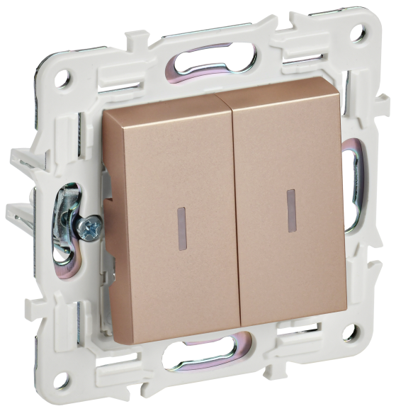 IEK SKANDY Выключатель 2-клавишный с индикацией 10А SK-V09Sa песочный , SK-V20-1-10-K98