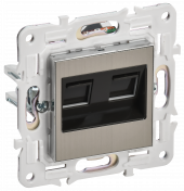 SKANDY Розетка компьютерная двойная RJ45 кат.6 SK-K04N металл никель , SK-K20-2-K50