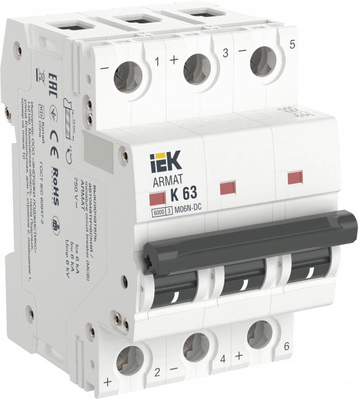 IEK ARMAT Автоматический выключатель M06N-DC 3P K 63А IEK, AR-M06N-3-K063DC