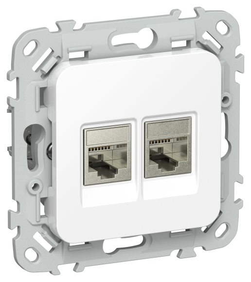 IEK FLITE Розетка 2-местная компьютерная RJ45 категория 6 STP РК6-2-1-ФлБ белый IEK, FI-K21-2-K01