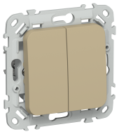 FLITE Выключатель 2-клавишный проходной 10А ВС62-1-0-ФлХ хаки IEK, FI-V22-0-10-1-K59