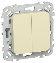 FLITE Выключатель 2-клавишный проходной 10А ВС62-1-0-ФлН навахо IEK, FI-V22-0-10-1-K87