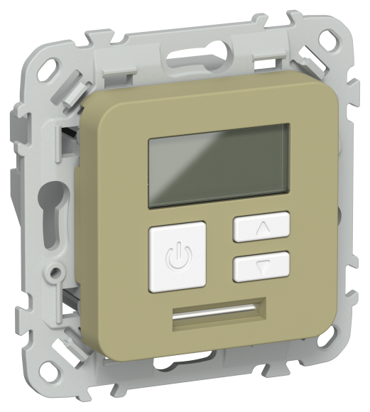 IEK FLITE Термостат электронный с дисплеем 16А Т-ФлО оливковый IEK, FI-RT11-K26