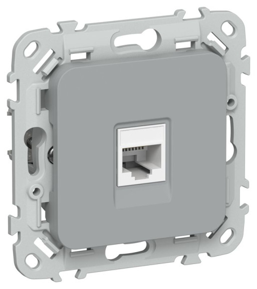 IEK FLITE Розетка компьютерная RJ45 категория 6 UTP РК6-1-0-ФлС серый IEK, FI-K12-2-K03