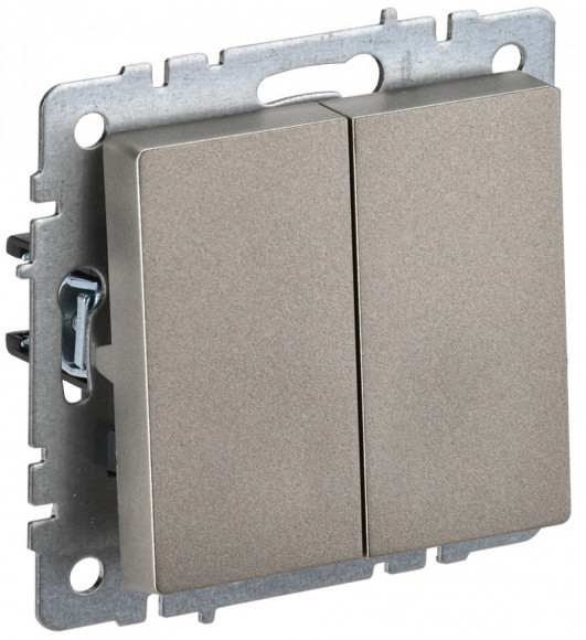 IEK BRITE Выключатель 2-клавишный 10А ВС10-2-0-БрШ шампань IEK, BR-V20-0-10-K37