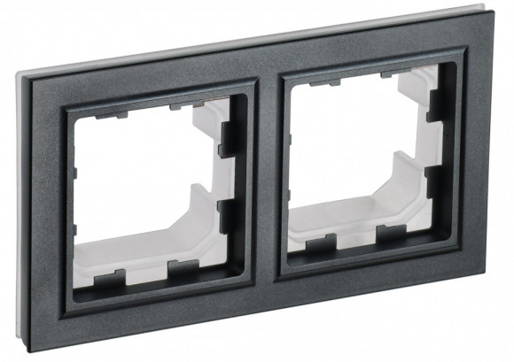 IEK BRITE Рамка 2-местная IP44 РУ-2-БрЧ-44 черный IEK, BR-M22-44-K02