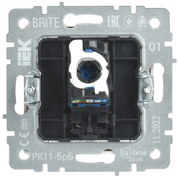 IEK BRITE Розетка компьютерная RJ45 кат.6 РК11-БрБ белый , BR-K10-2-K01