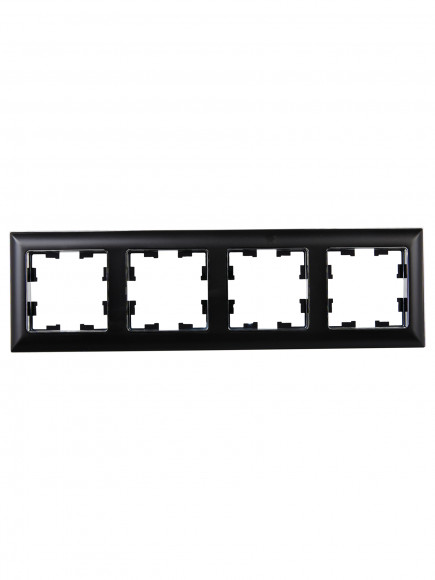IEK BRITE Рамка 4-местная РУ-4-Бр хром/черный , BR-M42-12-2-K23