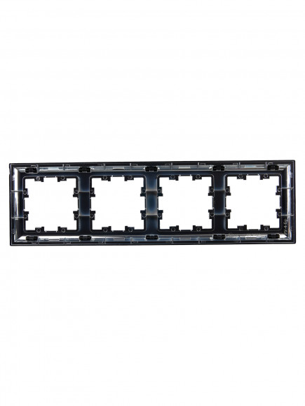 IEK BRITE Рамка 4-местная РУ-4-Бр хром/черный , BR-M42-12-2-K23